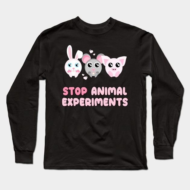 Stop Animal Experiments Long Sleeve T-Shirt by Danielle